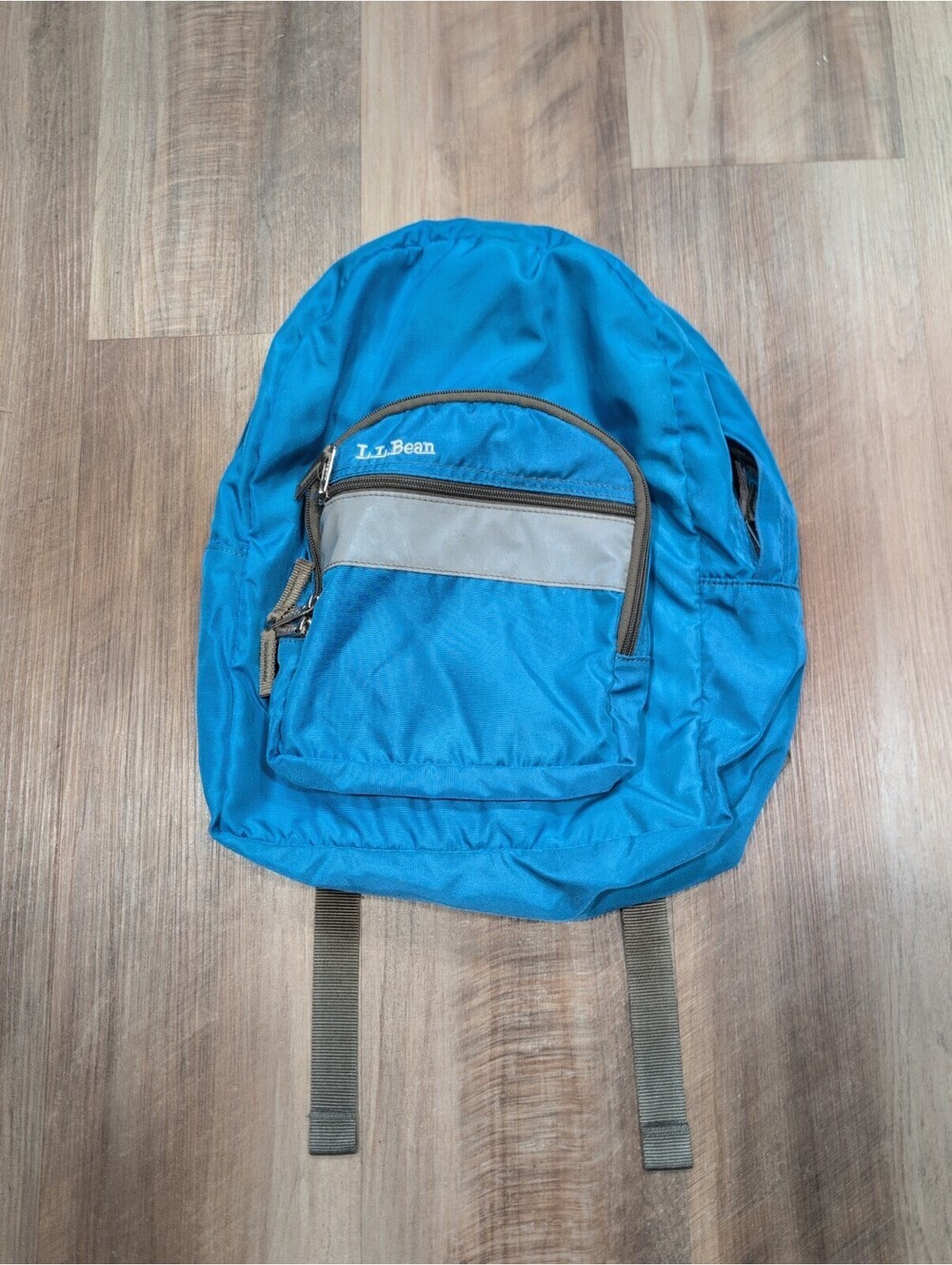Vintage LL Bean Deluxe Reflective Backpack Nylon Blue School Travel Bag Daypack